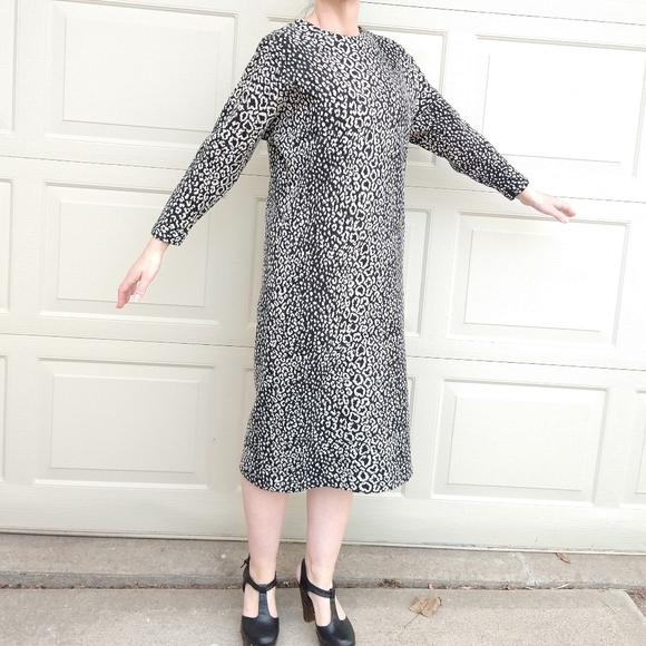 leopard print SWEATER KNIT DRESS vintage M (N6) - Picture 9 of 10